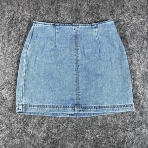 PacSun Denim Skirt Womens 25 Blue Light Wash Mini High Waist Zip Back Casual
